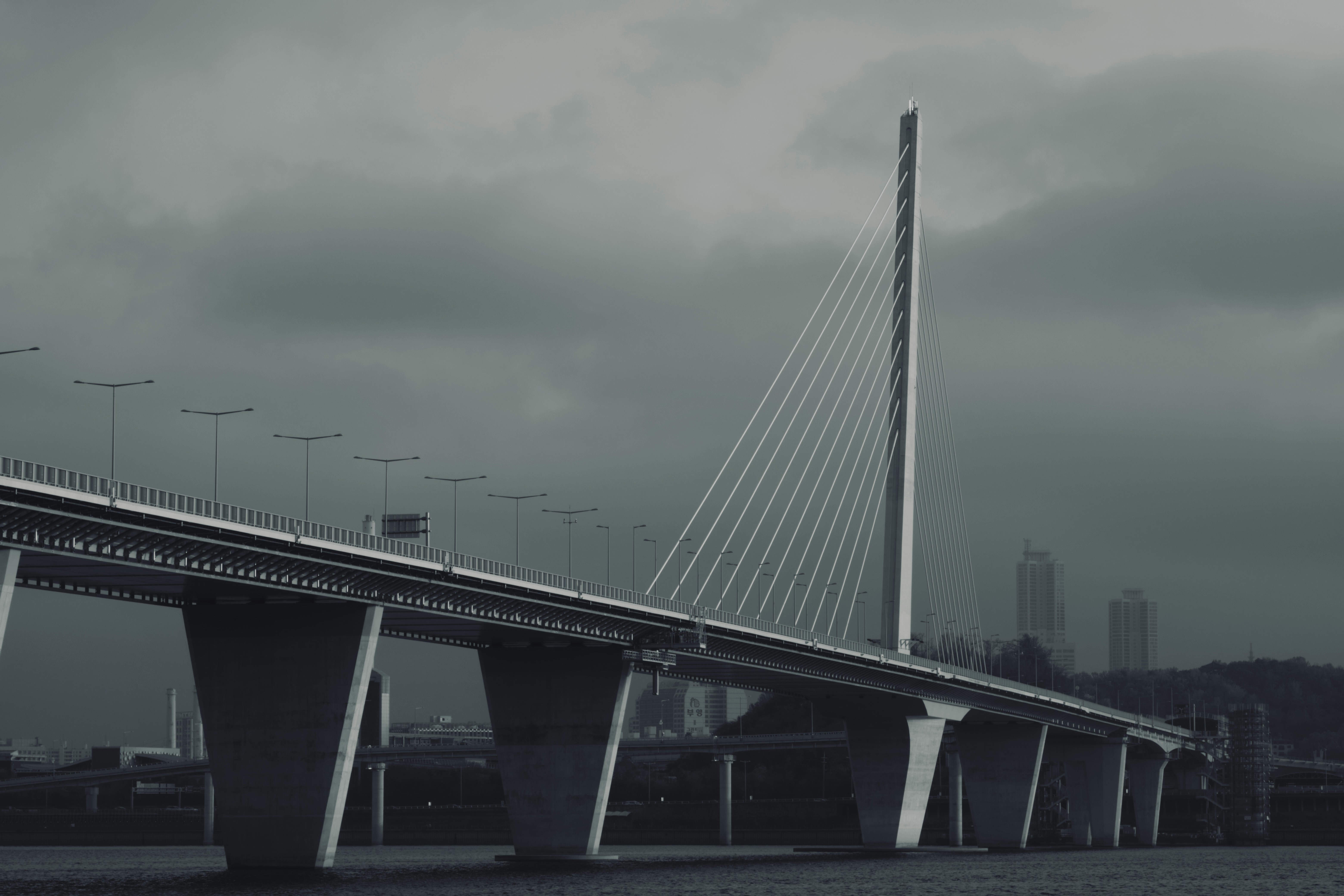Modern bridge in black and white